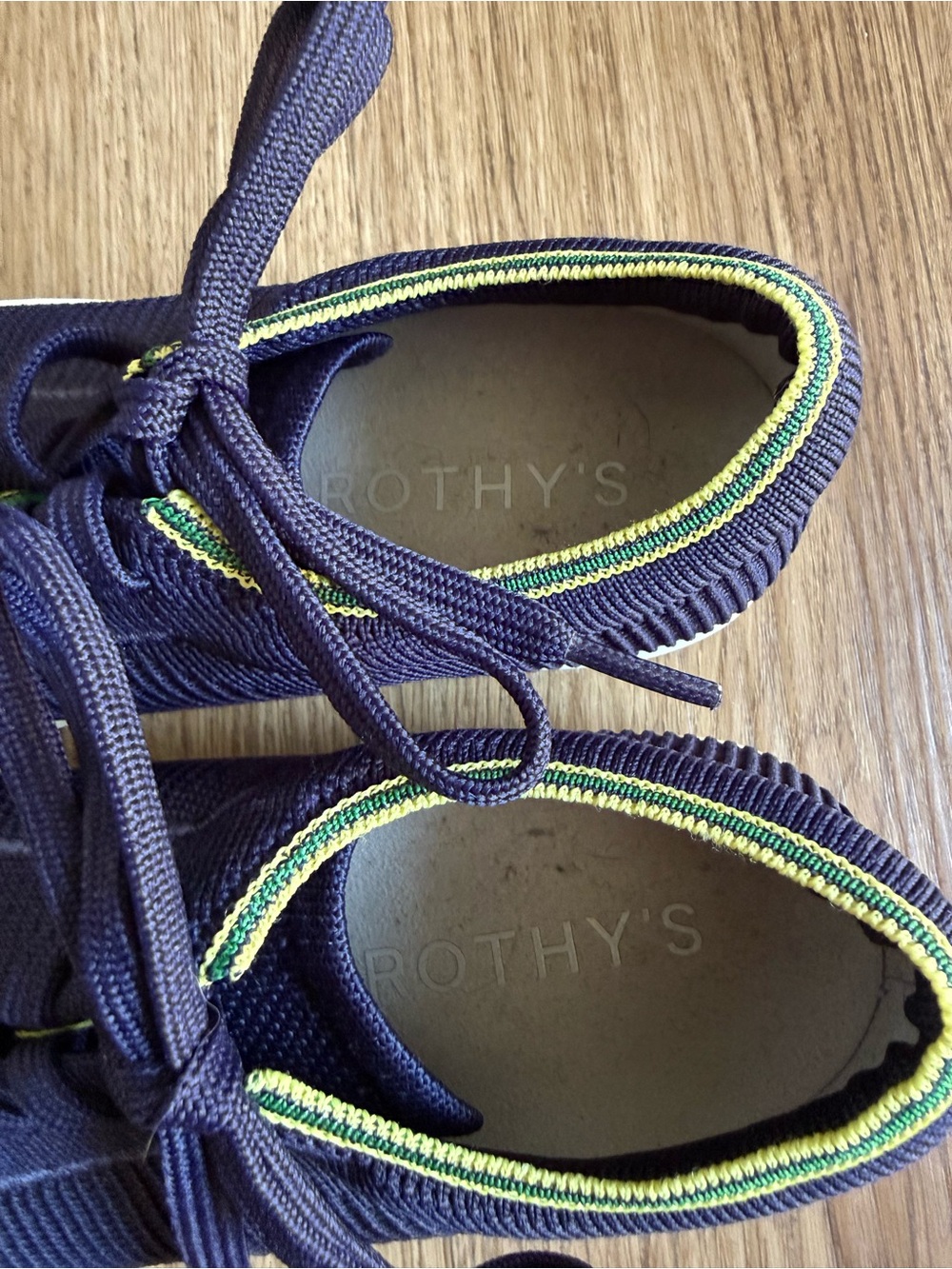 Rothy's The Lace Up Sneaker in Navy Blue & Green Classic Streetwear Size 6 - Picture 4 of 7